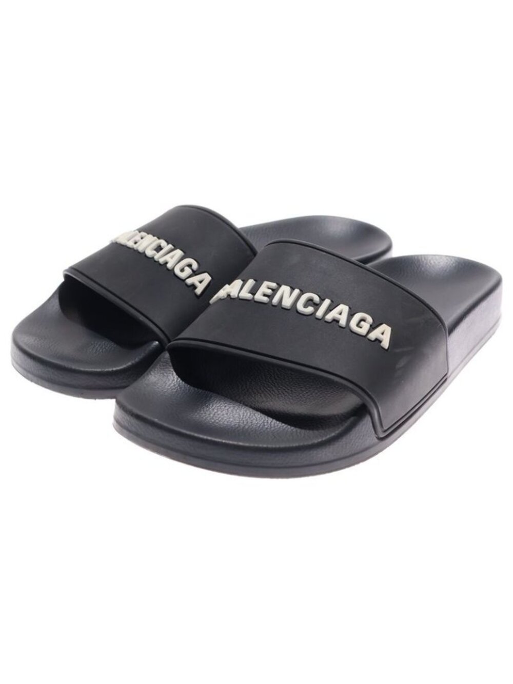 Balenciaga POOL Slides Slide Rubber Logo Flat Shower Sandals Black - Picture 3 of 7